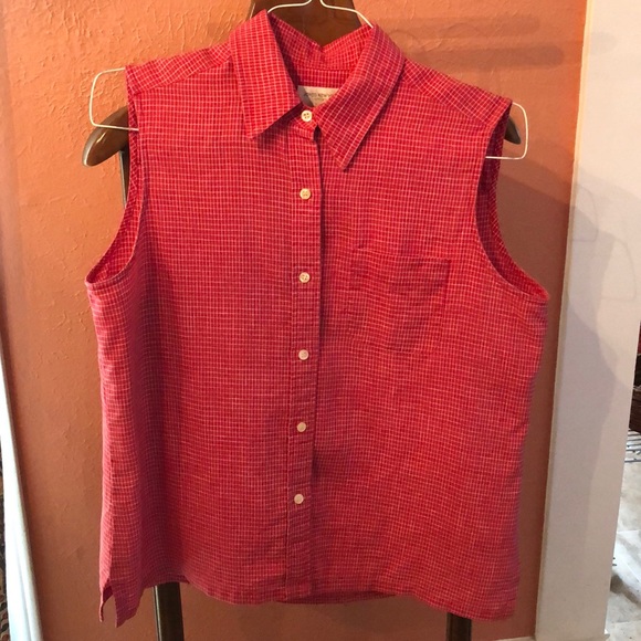 Linen Sleeveless Button Down Blouse - Picture 2 of 9